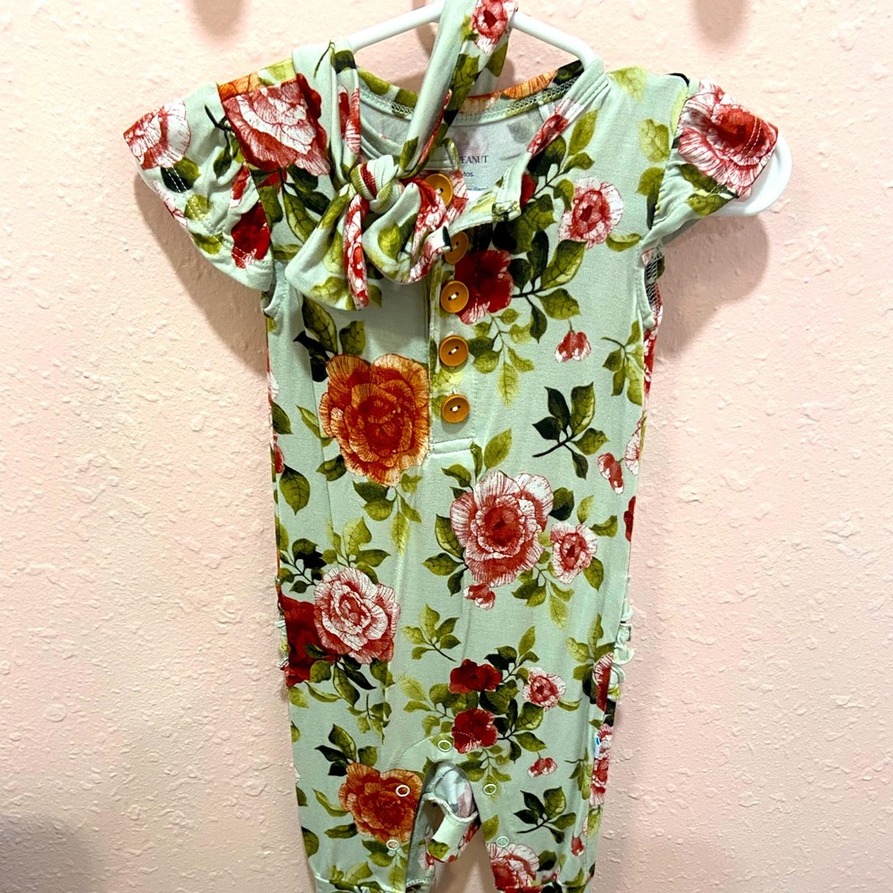 Posh Peanut Henley romper & bow
